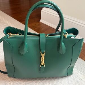 Gucci Jackie 1961 large Green Leather Tote with Gold Hardware